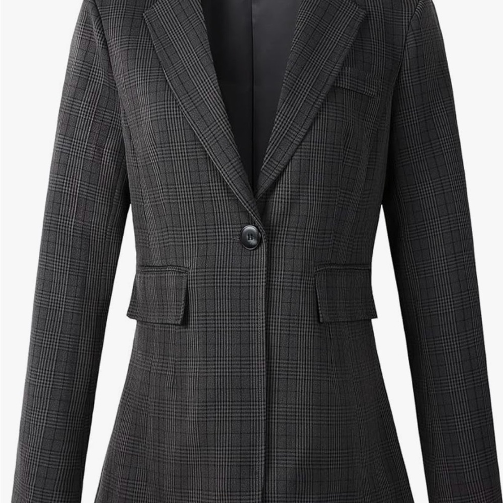 Elegant Charcoal Plaid Blazer for Women